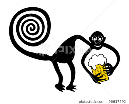 Monkey with beer and beer belly 96637392