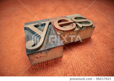 yes - word in letterpress wood type 96637605