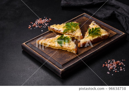 Tasty sandwich with crunchy toast with egg and cheese 96638738