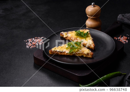 Tasty sandwich with crunchy toast with egg and cheese Tasty sandwich with crunchy toast with egg and cheese 96638748