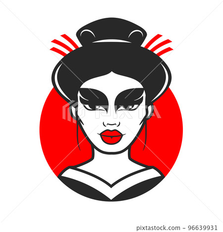 Geisha Vector Logo Illustration. Japanese culture symbol and icon. logo for beauty, hair salon, cosmetics Geisha Vector Logo Illustration. Japanese culture symbol and icon. logo for beauty, hair salon, cosmetics 96639931