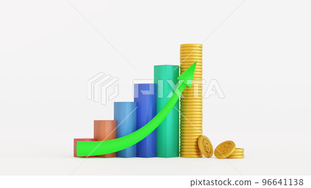 Business graph or bar chart diagram with gold... - Stock Illustration ...