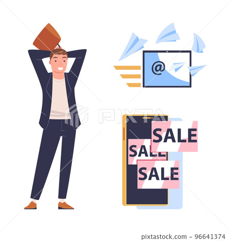 Promotion with Man Character Engaged in Marketing and Advertisement Campaign Vector Set Promotion with Man Character Engaged in Marketing and Advertisement Campaign Vector Set 96641374