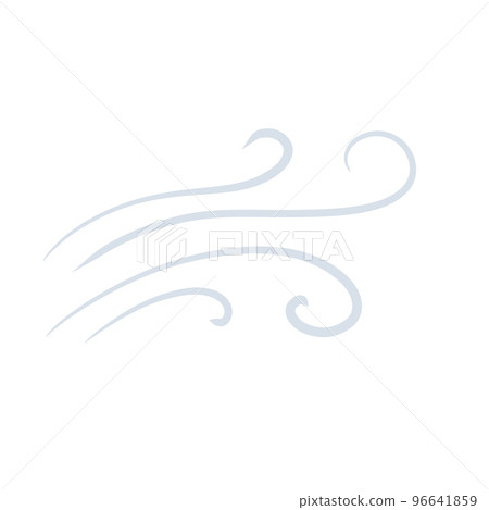 Wind. Air flow. Blue wavy line. Breeze and weather icon. Flat illustration isolated on white background Wind. Air flow. Blue wavy line. Breeze and weather icon. Flat illustration isolated on white background 96641859