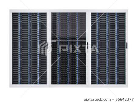 Furniture of a big data server warehouse 3d render 96642377