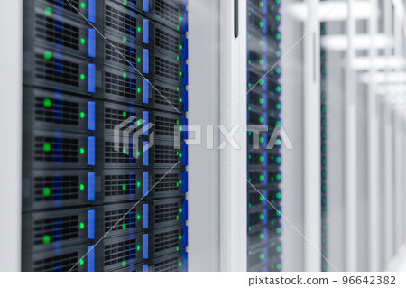 Panels of a data center server room 3d render Panels of a data center server room 3d render 96642382
