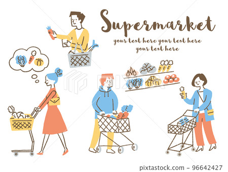 People shopping at the supermarket _ set _ color 96642427