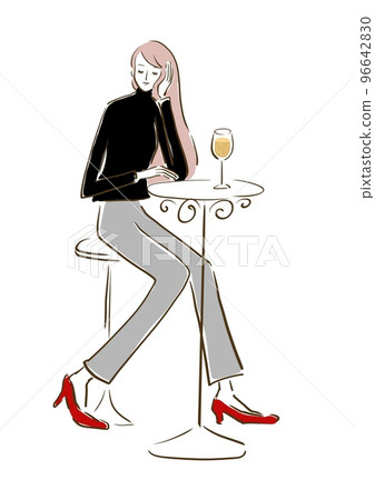Parisienne women's fashionable illustration champagne 96642830