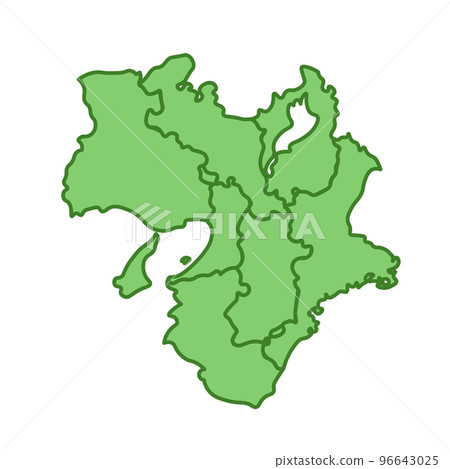 A cute map of the Kinki region with prefectural borders A cute map of the Kinki region with prefectural borders 96643025