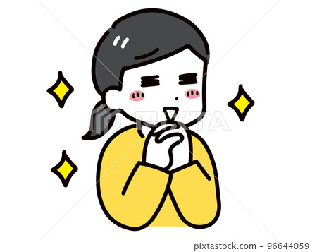 穿著休閒服的快樂年輕女子（上身） 96644059