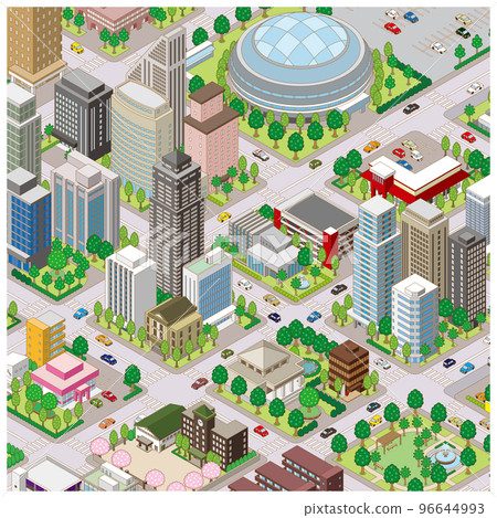 Three-dimensional view of the townscape. Cityscape. 96644993