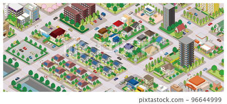 Three-dimensional view of the townscape. Cityscape. 96644999