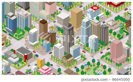 Three-dimensional view of the townscape. Cityscape. Three-dimensional view of the townscape. Cityscape. 96645000