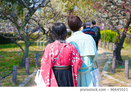 [Osaka Prefecture] Tourists visiting Osaka Castle Park to see plum blossoms in March 96645021