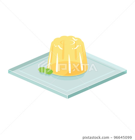 Illustration of yellow jelly on a glass plate 96645099