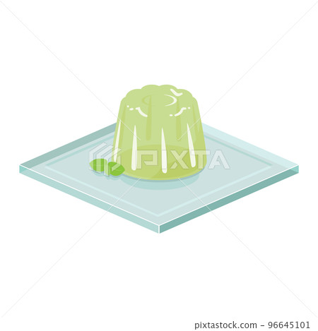 Illustration of green jelly on a glass plate 96645101