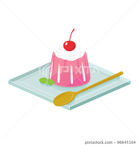 Illustration of pink jelly on a plate 96645104