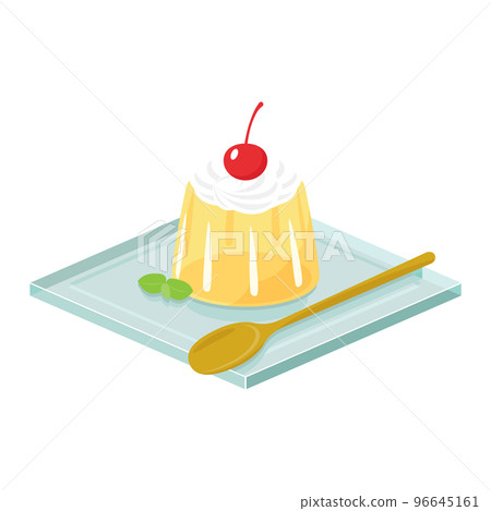 Illustration of yellow jelly on a glass plate 96645161