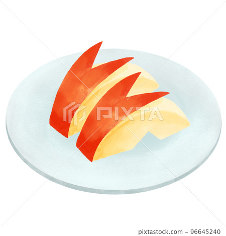 蘋果剪成兔子形狀的插畫 蘋果剪成兔子形狀的插畫 96645240