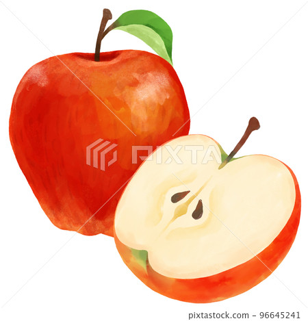 Illustration of a whole apple and an apple cut in half 96645241