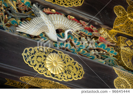 Close-up of the decoration of the Karamon gate of Nijo Castle, Kyoto Prefecture, a World Heritage Site 96645444