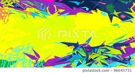 Trendy Futuristic Metaverse Cyberpunk Style Colorful Abstract Urban Street Art Graffiti Vector Illustration Template Background 96645731