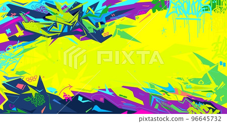 Futuristic Metaverse Cyberpunk Style Colorful Abstract Urban Street Art Graffiti Vector Illustration Template Background 96645732