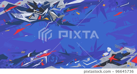 Trendy Futuristic Mecha Gundam Cyberpunk Style Colorful Abstract Urban Street Art Graffiti Vector Illustration Template Background 96645736