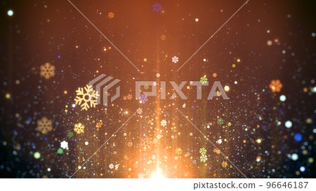 Christmas background with gold snowflakes and shiny lights for holidays and celebration concept 96646187