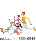 Family running gathering illustration sideways 96646546
