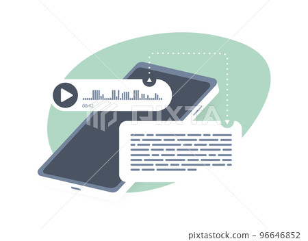 Convert speech to text concept. Transcribe audio and voice messages to plain text. Speech-to-Text vector illustration for app, service and landing pages 96646852