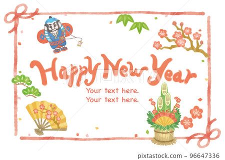 Watercolor style, frame material using New Year's illustrations. Vector material. 96647336