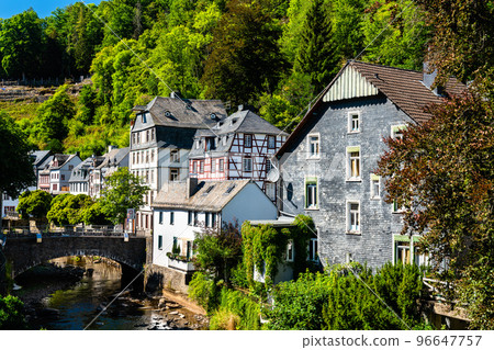Monschau town above the Rur river in North Rhine-Westphalia, Germany 96647757