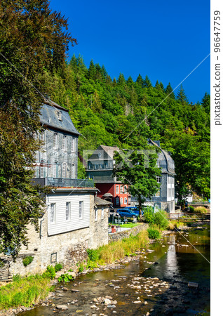 Traditional architecture of Monschau in North Rhine-Westphalia, Germany 96647759