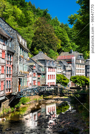 Monschau town above the Rur river in North Rhine-Westphalia, Germany 96647770