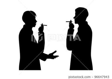 Office worker silhouette illustration during a cigarette break Office worker silhouette illustration during a cigarette break 96647943