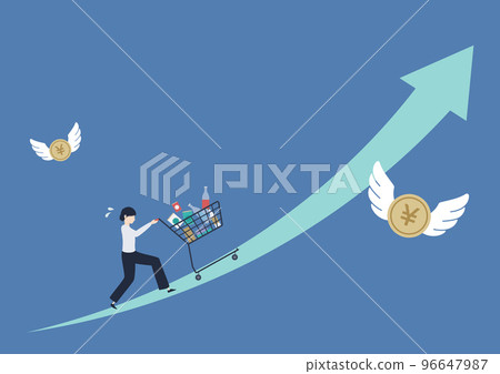 消費者遭受不可阻擋的物價上漲和通貨膨脹的形像素材 96647987
