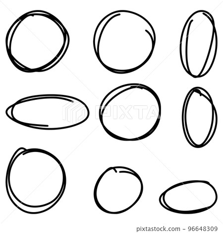 Hand drawn cartoon circle line vector illustration doodle sketch style for concept design. 96648309