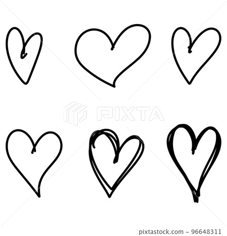 Doodle sketch style of hearts icon vector illustration for concept design. 96648311