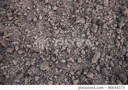 Brown crushed soil peat field texture may be used as a  background wallpaper 96648573