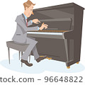 在白色背景上演奏的鋼琴家 96648822
