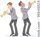 兩個小號手背靠背演奏 96648824