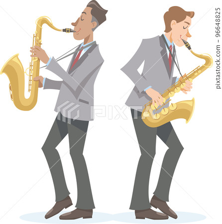 Two tenor saxophonists playing back to back 96648825