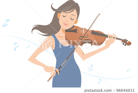在白色背景上演奏的女小提琴手 96648831