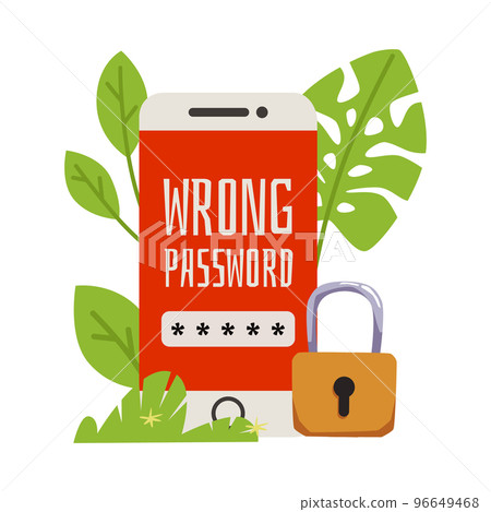 Wrong password and access denied banner flat vector illustration isolated. Wrong password and access denied banner flat vector illustration isolated. 96649468
