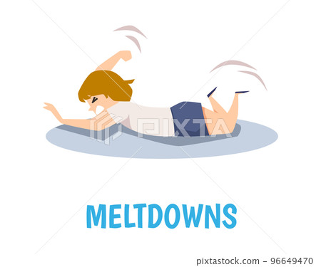 Little girl hitting floor with hands flat style, vector illustration Little girl hitting floor with hands flat style, vector illustration 96649470