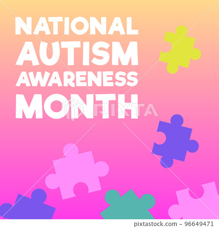 Squared banner about national autism awareness month flat style Squared banner about national autism awareness month flat style 96649471