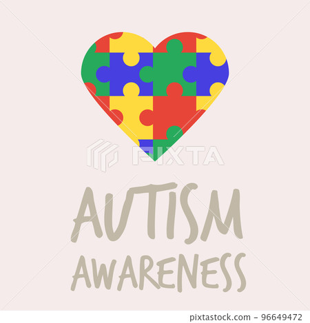 Autism awareness day card or poster design template flat vector illustration. 96649472