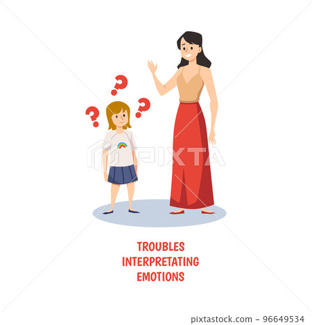 Problems with interpretation of emotions in children with autism vector isolated. Problems with interpretation of emotions in children with autism vector isolated. 96649534