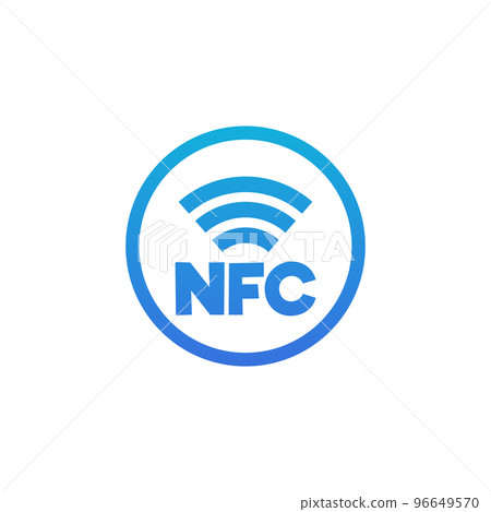 NFC transaction symbol or sign, vibrant gradient vector illustration isolated. NFC transaction symbol or sign, vibrant gradient vector illustration isolated. 96649570